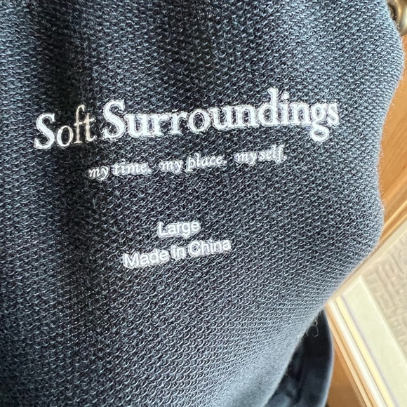 Soft Surroundings Black Wide Leg Lounge Pants Modal Blend Relaxed Travel L - Picture 3 of 4